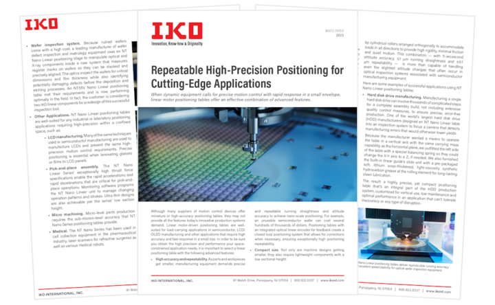White Paper: Repeatable High-Precision Positioning for Cutting-Edge Applications
