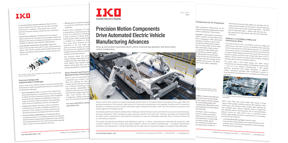 New White Paper: Precision Motion Components Drive Automated Electric Vehicle Manufacturing Advances