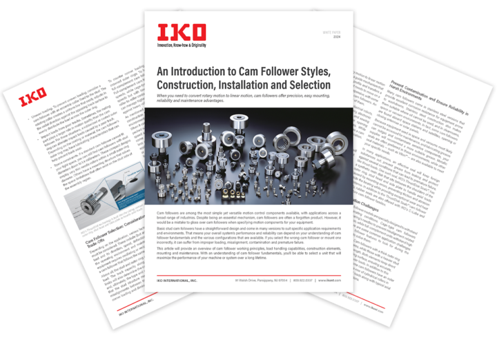 New White Paper Explores Cam Follower Styles, Construction, Installation and Selection